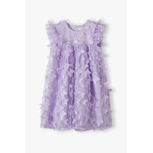 Fioletowa elegancka sukienka dziewczęca w motyle ze sklepu 5.10.15 w kategorii Sukienki dziewczęce - zdjęcie 169880471