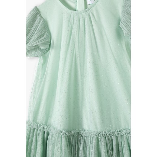 Zielona elegancka sukienka dla dziewczynki z tiulowa falbanką Max & Mia By 5.10.15. 128 5.10.15