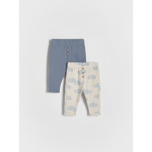 Reserved - Bawełniane spodnie 2 pack - kremowy ze sklepu Reserved w kategorii Spodnie i półśpiochy - zdjęcie 169883341