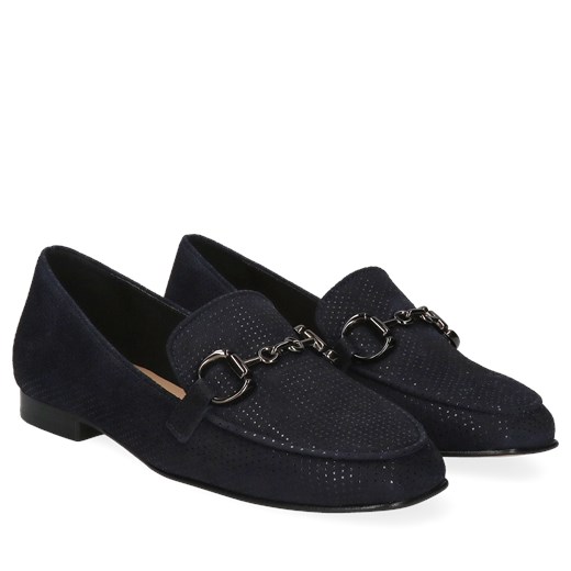Damskie, granatowe loafersy ze skóry zamszowej, Conhpol Relax, RE2759-02 40 Konopka Shoes
