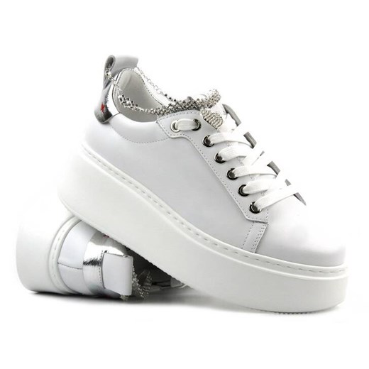 Sportowe buty damskie na platformie - CheBello 4406, białe ze sklepu ulubioneobuwie w kategorii Buty sportowe damskie - zdjęcie 169885150