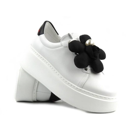 Sportowe buty damskie na platformie - CheBello 4366, białe ze sklepu ulubioneobuwie w kategorii Buty sportowe damskie - zdjęcie 169885160