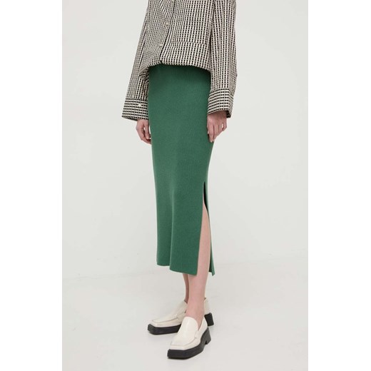 By Malene Birger spódnica kolor zielony midi prosta ze sklepu ANSWEAR.com w kategorii Spódnice - zdjęcie 169887391