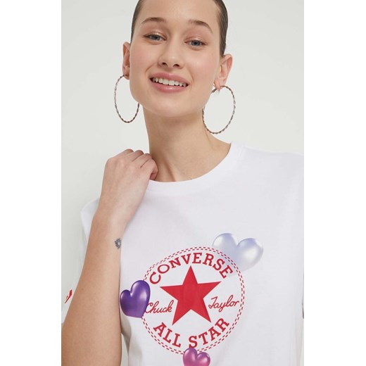 Bluzka damska Converse z okrągłym dekoltem w stylu młodzieżowym z krótkimi rękawami 