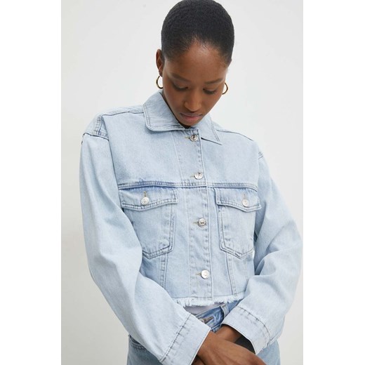 Answear Lab kurtka jeansowa damska kolor niebieski przejściowa oversize ze sklepu ANSWEAR.com w kategorii Kurtki damskie - zdjęcie 169887734