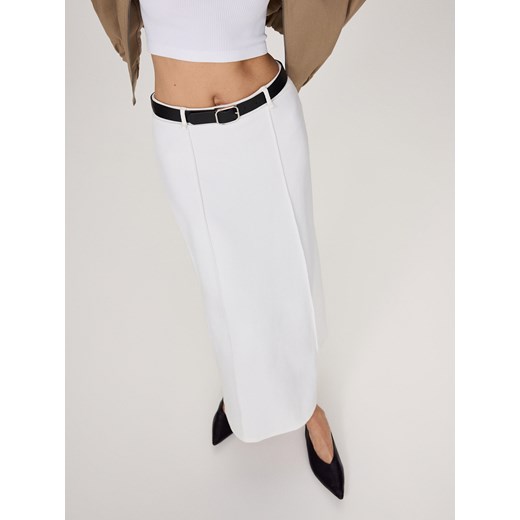 Reserved - Spódnica maxi z paskiem - biały ze sklepu Reserved w kategorii Spódnice - zdjęcie 169887981