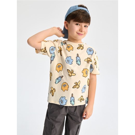 Sinsay - Koszulka z nadrukiem - kremowy ze sklepu Sinsay w kategorii T-shirty chłopięce - zdjęcie 169888894