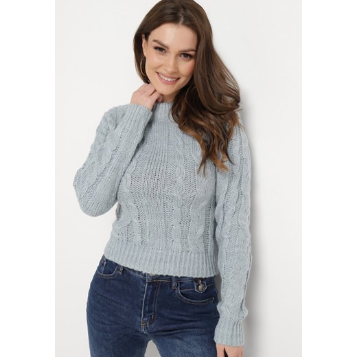 Jasnoniebieski Sweter Aahtela ze sklepu Born2be Odzież w kategorii Swetry damskie - zdjęcie 169893353