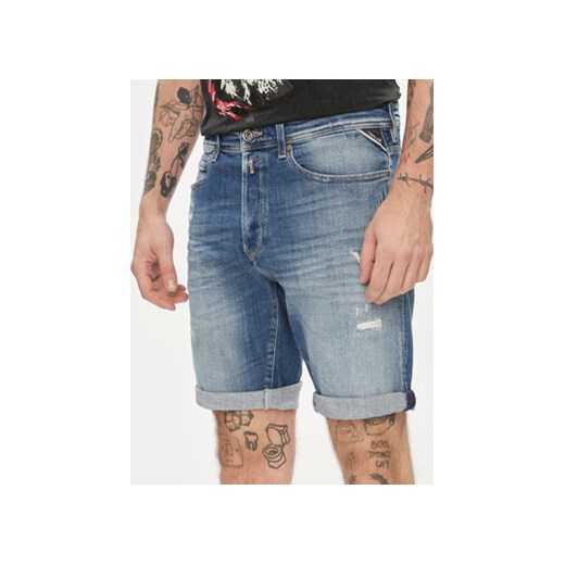 Replay Szorty jeansowe MA981Q.000.141 656 Niebieski Slim Fit ze sklepu MODIVO w kategorii Spodenki męskie - zdjęcie 169895651