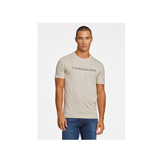 Lindbergh T-Shirt 30-400200 Beżowy Relaxed Fit ze sklepu MODIVO w kategorii T-shirty męskie - zdjęcie 169896564