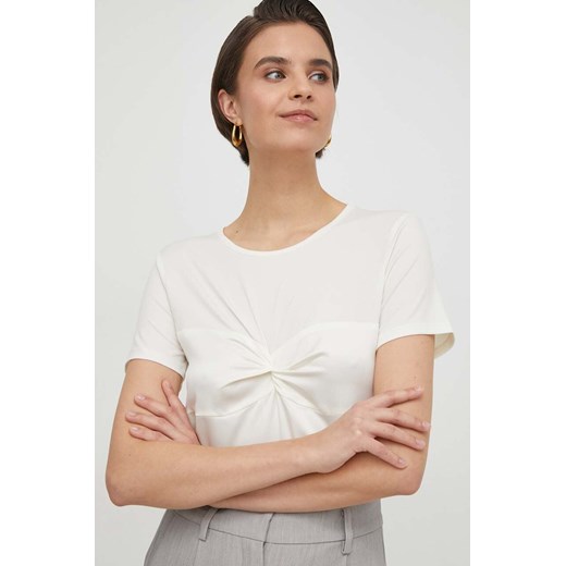 Sisley t-shirt damski kolor beżowy ze sklepu ANSWEAR.com w kategorii Bluzki damskie - zdjęcie 169903904