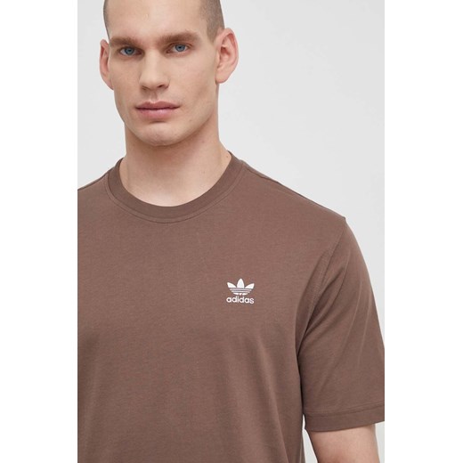 adidas Originals t-shirt bawełniany Essential Tee męski kolor brązowy z aplikacją IR9688 ze sklepu ANSWEAR.com w kategorii T-shirty męskie - zdjęcie 169904341