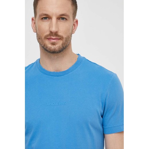 Liu Jo t-shirt bawełniany męski kolor niebieski z aplikacją ze sklepu ANSWEAR.com w kategorii T-shirty męskie - zdjęcie 169904440