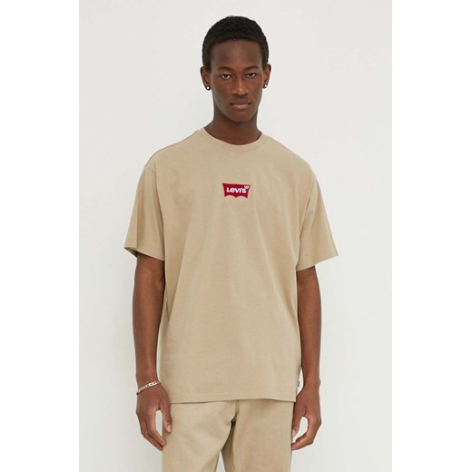 Beżowy t-shirt męski Levi's z krótkimi rękawami wiosenny 