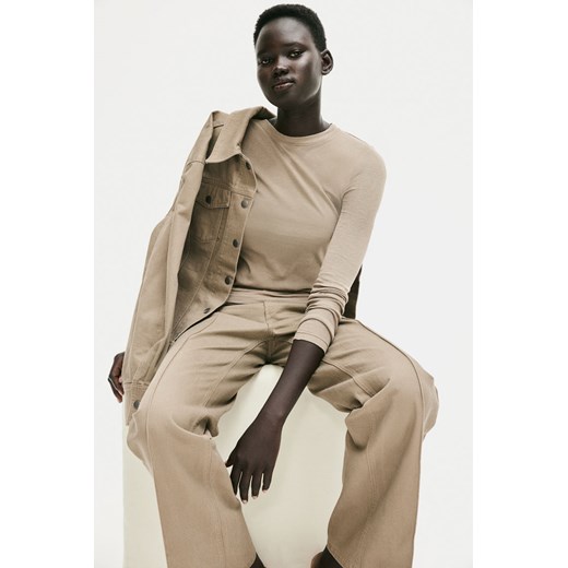 H & M - Dżersejowy top z bawełny pima - Beżowy ze sklepu H&M w kategorii Bluzki damskie - zdjęcie 169907653