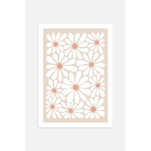 H & M - Beige Flower Field Plakat - Biały ze sklepu H&M w kategorii Dekoracje ścienne - zdjęcie 169907950