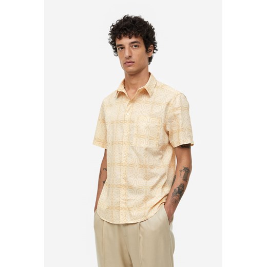 Koszula męska H & M z krótkim rękawem beżowa młodzieżowa 