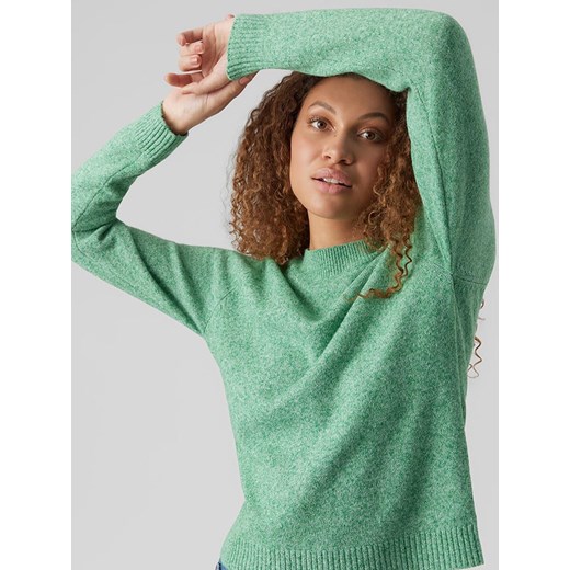 Sweter damski zielony Vero Moda z okrągłym dekoltem 