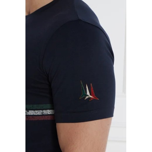 T-shirt męski Aeronautica Militare z napisami z krótkim rękawem 