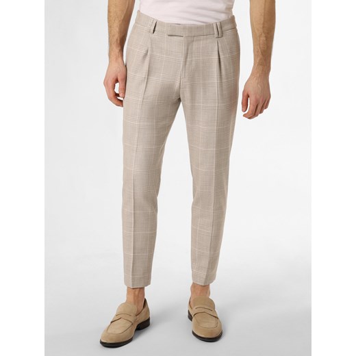 Cinque Spodnie - CISando Mężczyźni Regular Fit wiskoza beżowy w kratkę ze sklepu vangraaf w kategorii Spodnie męskie - zdjęcie 169912094