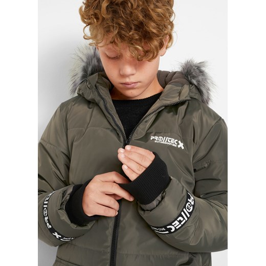 Parka zimowa chłopięca z odpinanym sztucznym futerkiem 140/146 bonprix