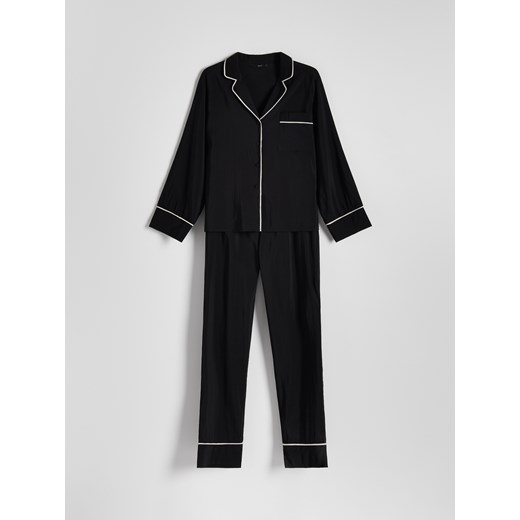 Reserved - Dwuczęściowa piżama z wiskozy - czarny Reserved M Reserved