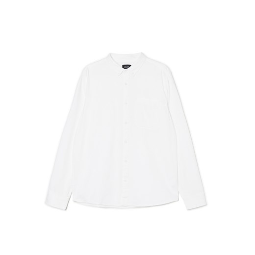 Cropp - Biała bawełniana koszula - biały ze sklepu Cropp w kategorii Koszule męskie - zdjęcie 169958961