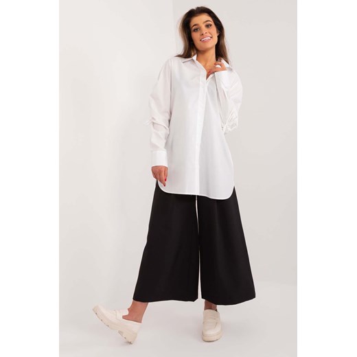 Biała długa koszula damska ze ściągaczami na rękawach ze sklepu 5.10.15 w kategorii Koszule damskie - zdjęcie 169960454