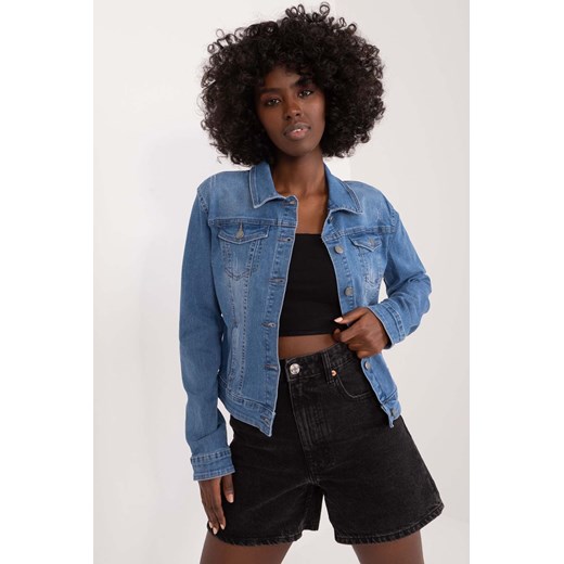 Niebieska kurtka jeansowa damska z przetarciami ze sklepu 5.10.15 w kategorii Kurtki damskie - zdjęcie 169960460