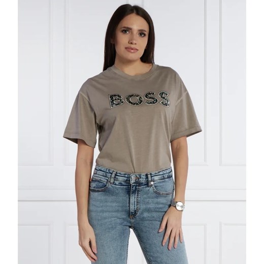 BOSS ORANGE T-shirt C_Evina_nevermind | Regular Fit ze sklepu Gomez Fashion Store w kategorii Bluzki damskie - zdjęcie 169960551