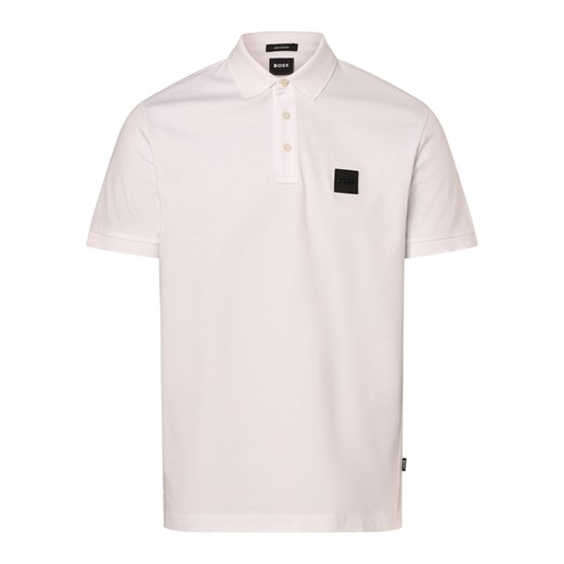 BOSS Męska koszulka polo - Parlay 143 Mężczyźni Bawełna biały jednolity ze sklepu vangraaf w kategorii T-shirty męskie - zdjęcie 169961631