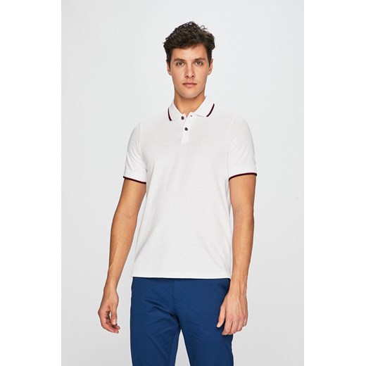 Armani Exchange polo bawełniane kolor biały gładki 8NZF75 Z8M5Z ze sklepu ANSWEAR.com w kategorii T-shirty męskie - zdjęcie 169962254
