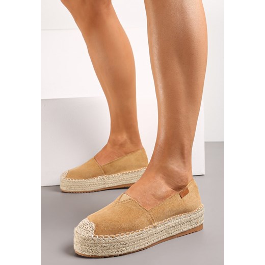 Ciemnobeżowe Espadryle na Plecionej Platformie z Ekozamszu Avalana ze sklepu born2be.pl w kategorii Espadryle damskie - zdjęcie 169962971