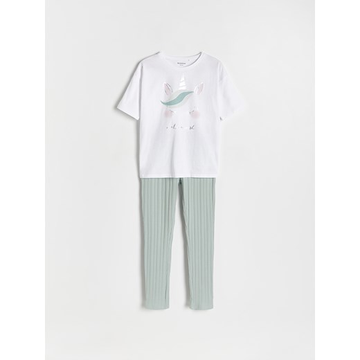 Reserved - Dwuczęściowa piżama z jednorożcem - biały ze sklepu Reserved w kategorii Piżamy dziecięce - zdjęcie 169965981
