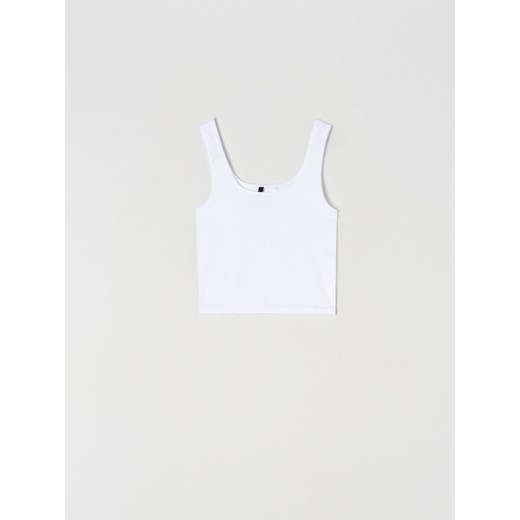 Bluzka damska biała Sinsay z okrągłym dekoltem 