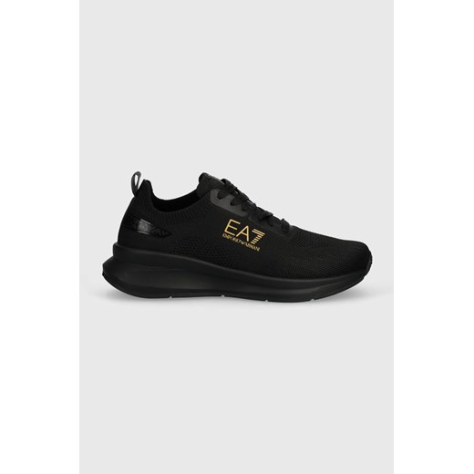 Czarne buty sportowe damskie Emporio Armani sneakersy wiązane na platformie 