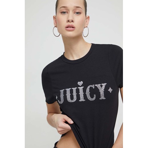 Juicy Couture t-shirt damski kolor czarny ze sklepu ANSWEAR.com w kategorii Bluzki damskie - zdjęcie 169967460