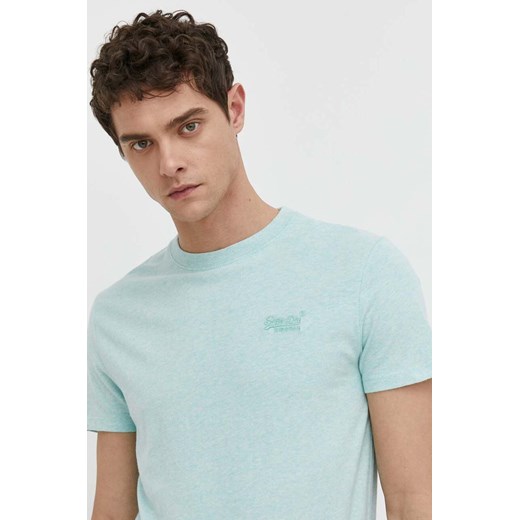 Superdry t-shirt bawełniany męski kolor turkusowy melanżowy ze sklepu ANSWEAR.com w kategorii T-shirty męskie - zdjęcie 169967634