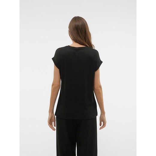 Bluzka damska czarna Vero Moda casual z wiskozy z krótkim rękawem 