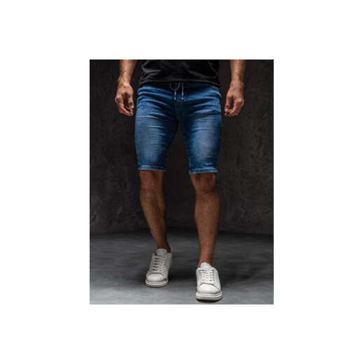 Granatowe krótkie spodenki jeansowe męskie Denley TF177A1 S Denley wyprzedaż