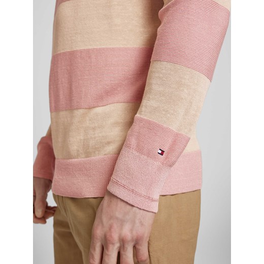 Sweter z dzianiny z lnu ze wzorem w blokowe pasy Tommy Hilfiger L Peek&Cloppenburg 