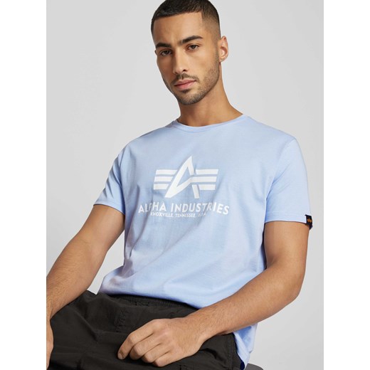 T-shirt męski Alpha Industries niebieski z krótkim rękawem młodzieżowy 