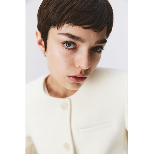 H & M - Krótka kurtka z diagonalu - Biały ze sklepu H&M w kategorii Kurtki damskie - zdjęcie 169992241