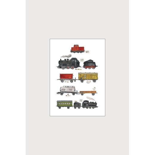 H & M - Tiny Goods - Trains - Biały H & M 29.7x42 (A3) H&M