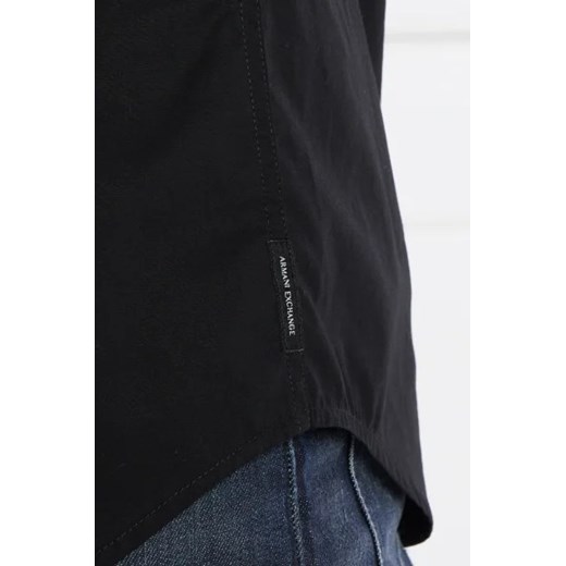 Koszula męska Armani Exchange czarna z krótkim rękawem z klasycznym kołnierzykiem casualowa bawełniana 