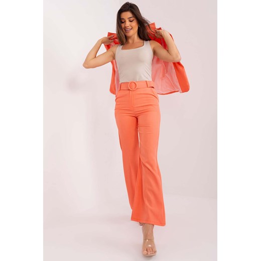 Fluo pomarańczowe spodnie garniturowe damskie z kieszeniami ze sklepu 5.10.15 w kategorii Spodnie damskie - zdjęcie 169994201