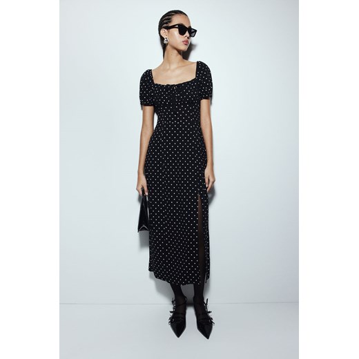 H & M - Sukienka midi z bufiastym rękawem - Czarny H & M 4XL H&M