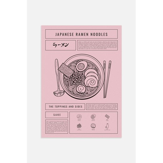 H & M - Ramen Noodle Plakat - Różowy ze sklepu H&M w kategorii Maski do twarzy - zdjęcie 169997243