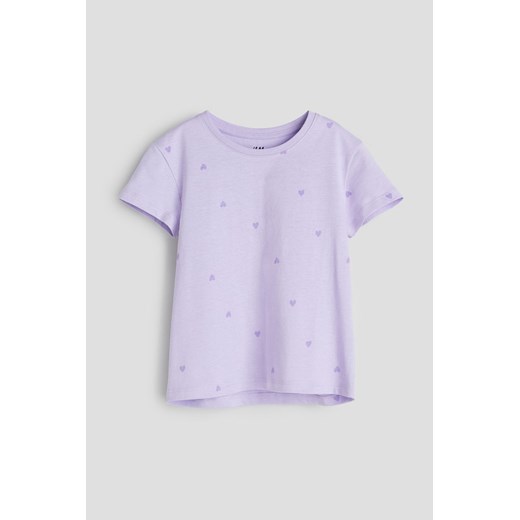 H & M - Wzorzysty T-shirt z bawełnianego dżerseju - Fioletowy ze sklepu H&M w kategorii Bluzki dziewczęce - zdjęcie 169997332