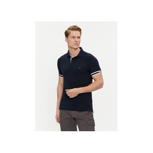 Tommy Hilfiger Polo Monotype MW0MW34737 Granatowy Slim Fit ze sklepu MODIVO w kategorii T-shirty męskie - zdjęcie 169997663